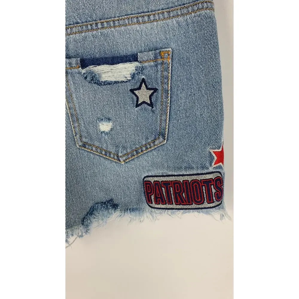 FOCO NFL Team Apparel New England Patriots Womens Small Team Logo Denim Shorts